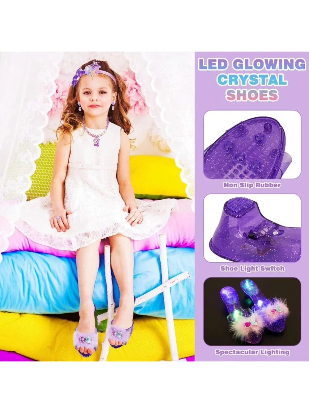 Princess Dress Up Toys & Jewelry Set for Girls Role Play Gift Ages 3-Powder Blue